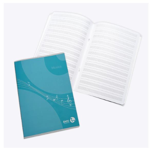 BE MORE ALBUM MUSICA 90 GR 210X297 mm A4 16 FOGLI RIGATURA PENTAGRAMMA TURCHESE CONF 10 Pz.